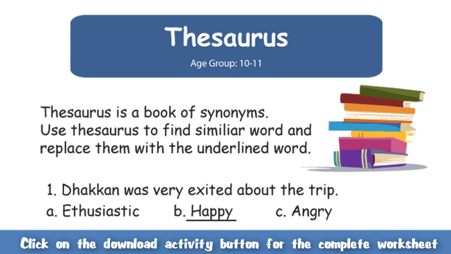 Thesaurus Worksheet