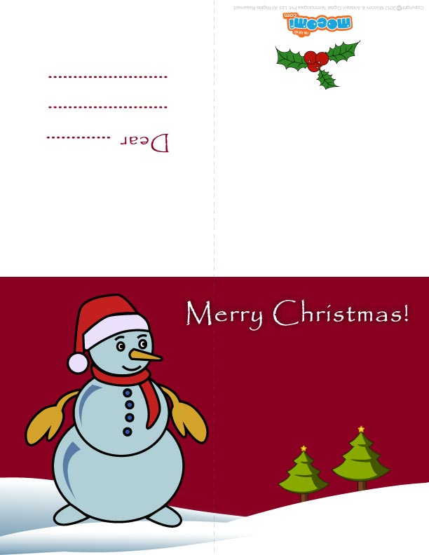 Snowman (Printable Card for Kids)
