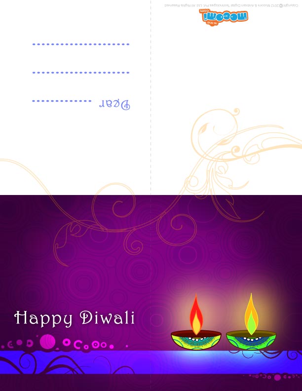 Diwali Lamps and Colours (Printable Card for Kids)