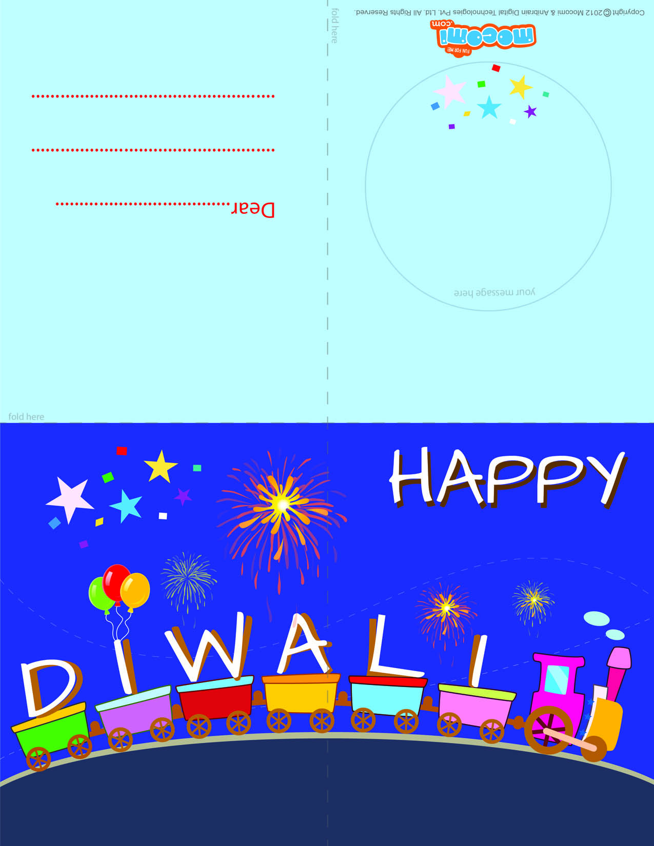 Diwali Greetings – Toy Train (Printable Card for Kids)